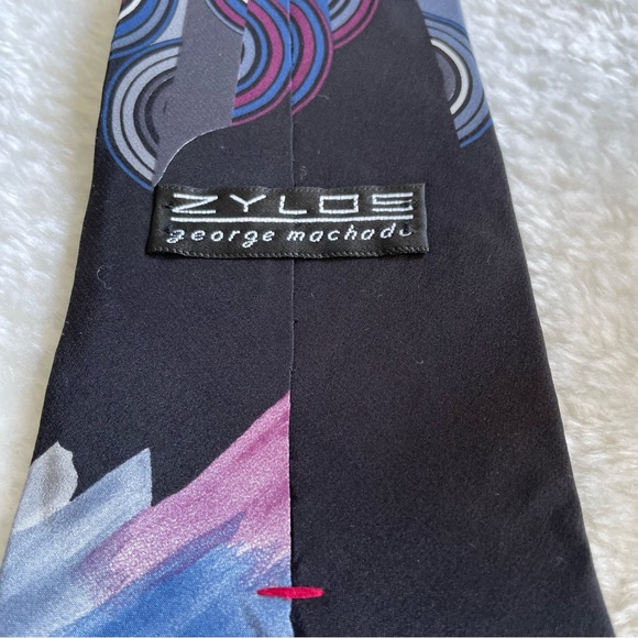 Zylos by George Machado Watercolor and Geometric Print Tie - Picture 8 of 9